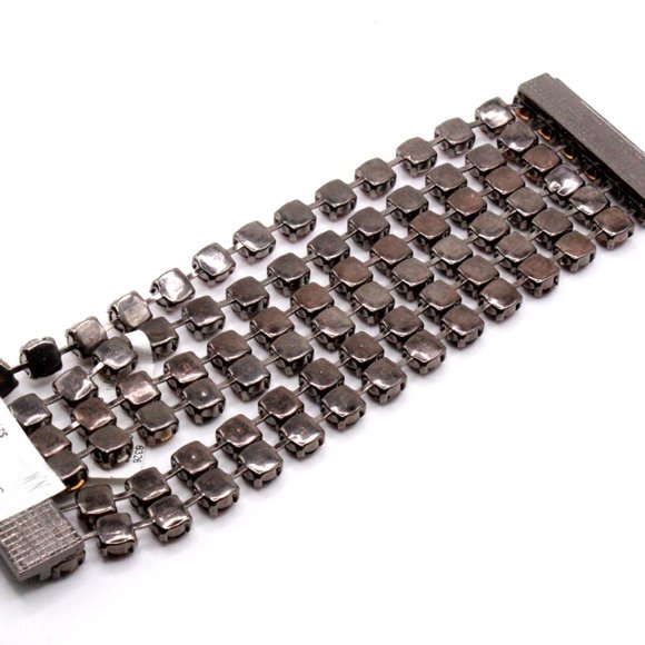 NWT $215 Nieman Marcus Mauve Purple Eggplant Wide Six Rows Blackened Bracelet - Picture 2 of 11